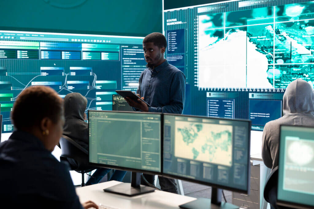 Governmental agency cyber defense team analyzing cyber attacks